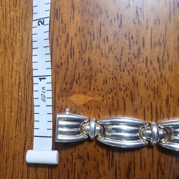 Tube linked silver bracelet - Picture 3 of 7